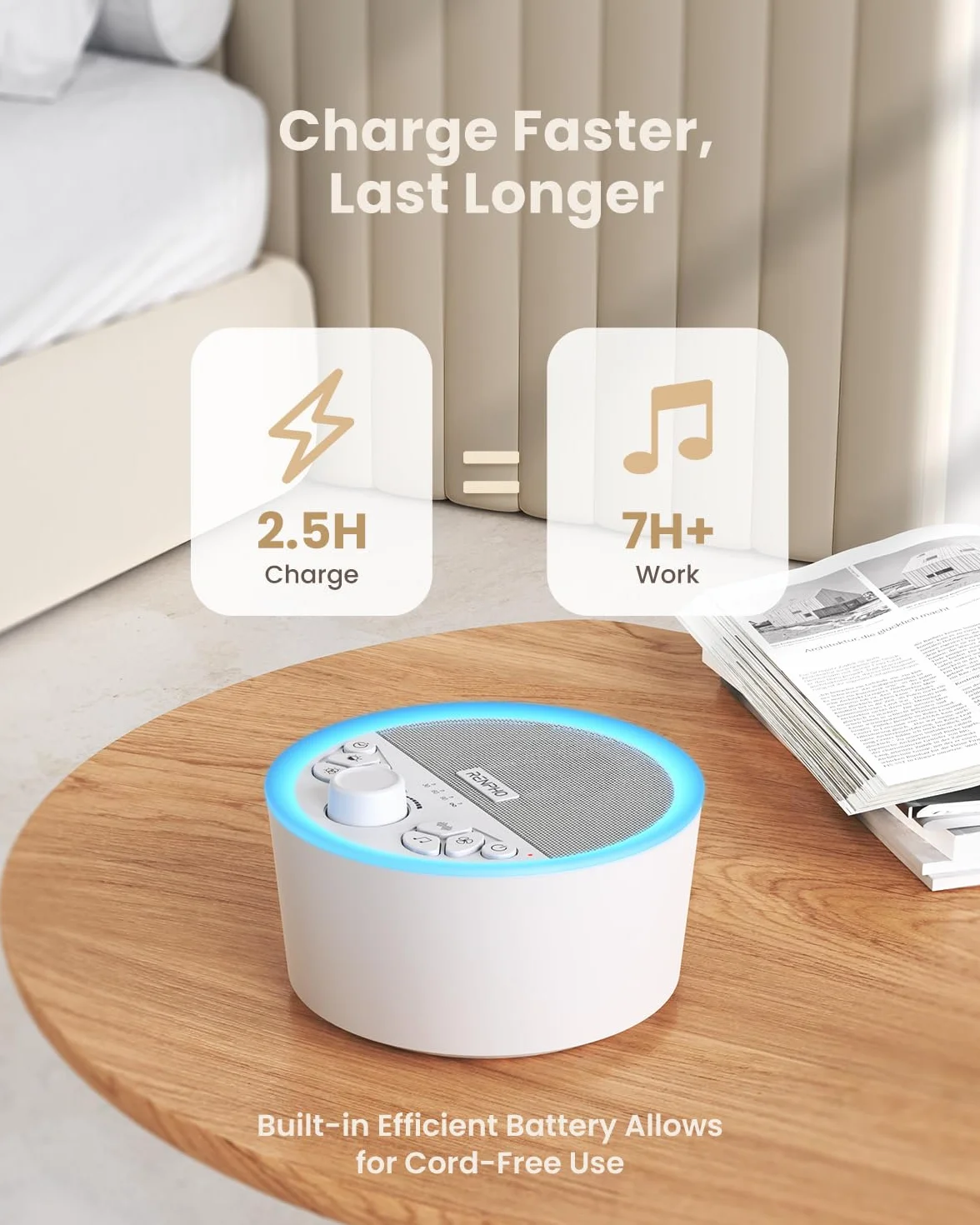 RENPHO White Noise Machine Baby, Tragbare Weißes Rauschen Sound Machine für Neugeborene, 29 Musik-Stofftier und Licht, Baby Einschlafhilfe USB Wiederaufladbar