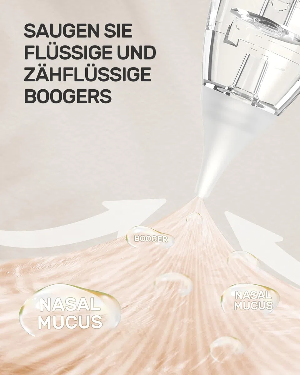 Nasensauger Baby, Nasensauger Baby Elektrisch, Elektrischer Nasensauger Baby Staubsauger Wiederaufladbar Mit 3 Saugstärken Musik Funktion Und 3 Größen Silikon Tipps