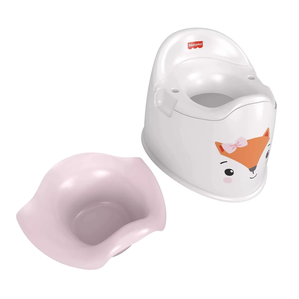 Fisher-Price Friendly Fox Töpfchen Kleinkind Toilettentraining Stuhl mit abnehmbarer Schale, 2 Stück