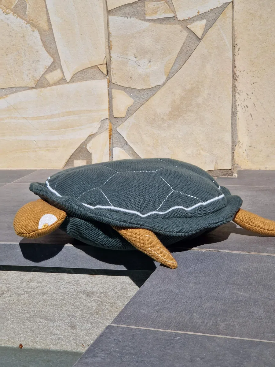 Hugo Frosch Öko-Wärmflasche Kinder 0,8l – Made in Germany – mit weichem Kuschelkissen in Schildkrötenform aus kbA-Baumwolle – formstabile & geruchsneutrale Bettflasche