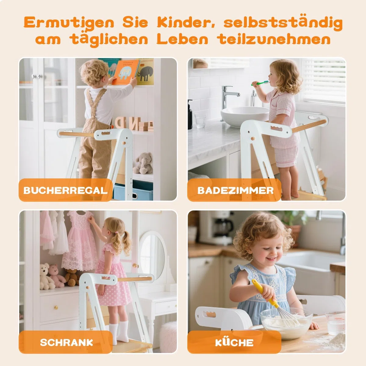 Lernturm ab 1 Jahr | 2 in 1 Learning Tower für Kinder | Klappbare Tritthocker mit Reißbrett | Lernturm Für Kinder, für Küche Tisch Bad