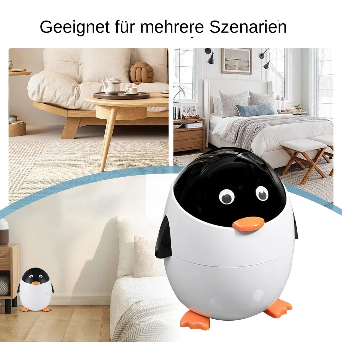 Pinguin-Mülleimer – Pinguin-Mülleimer | Mülleimer Für Unter Tische | Schreibtisch-Mülleimer | Abfallbehälter In Tierform | Pinguin-Mülleimer, Schreibtisch-Mülleimer | Papierkorb Für Das Schlafzimmer I