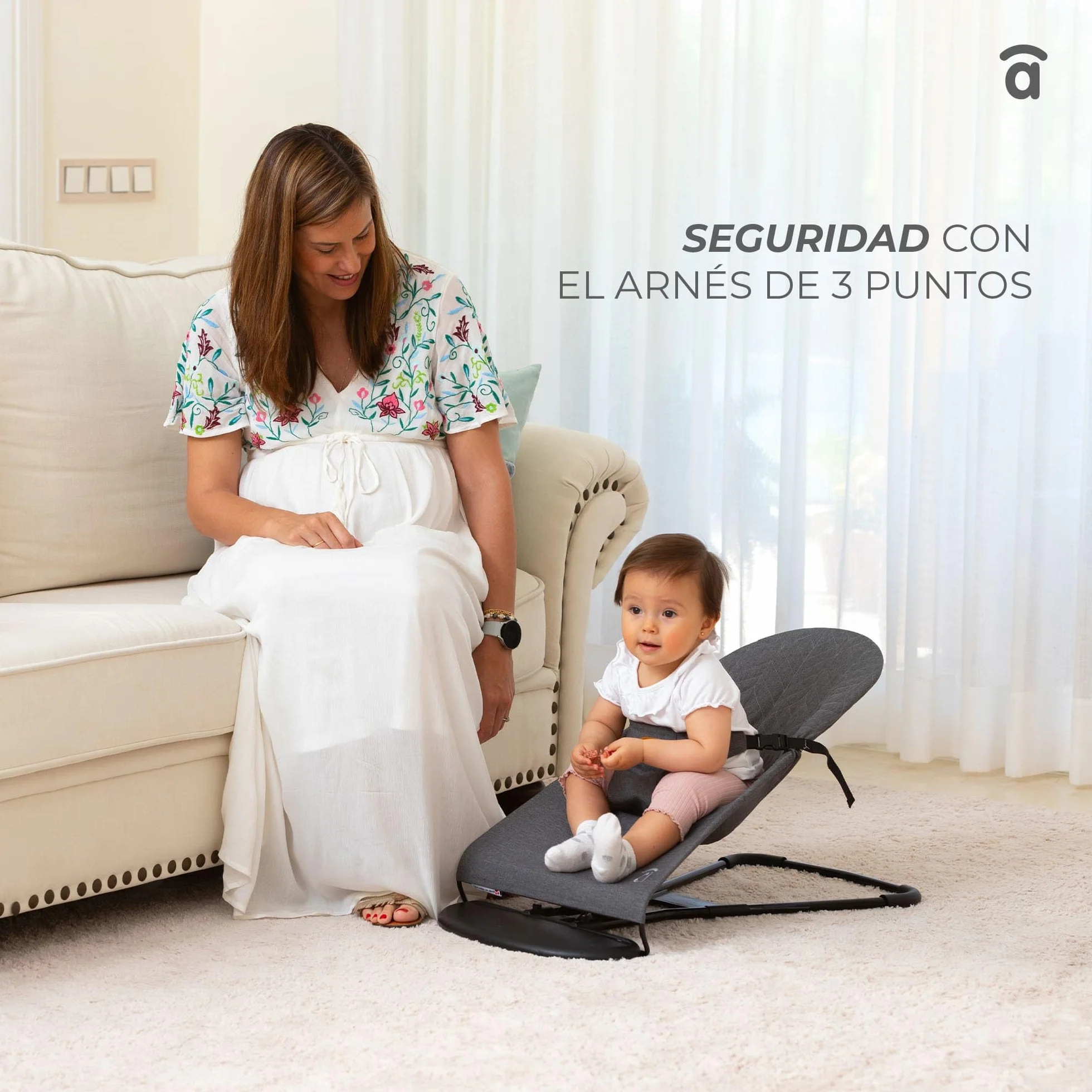 Asalvo PARADISE Babyhängematte 2-in-1 mit Schaukel- und Schaukelfunktion, 0-1 Jahre, max. 13 kg, leicht und kompakt, natürliches Schaukeln, 3-Punkt-Gurt, neigbar und faltbar, Beige
