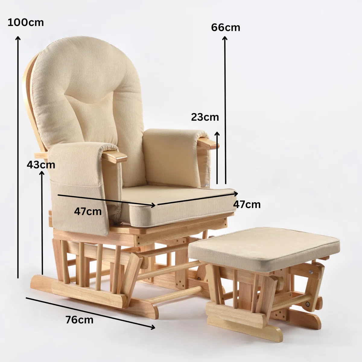 Glider Stillstuhl & Hocker Entspannungsstuhl Schaukelsessel Natur/Creme * NEU