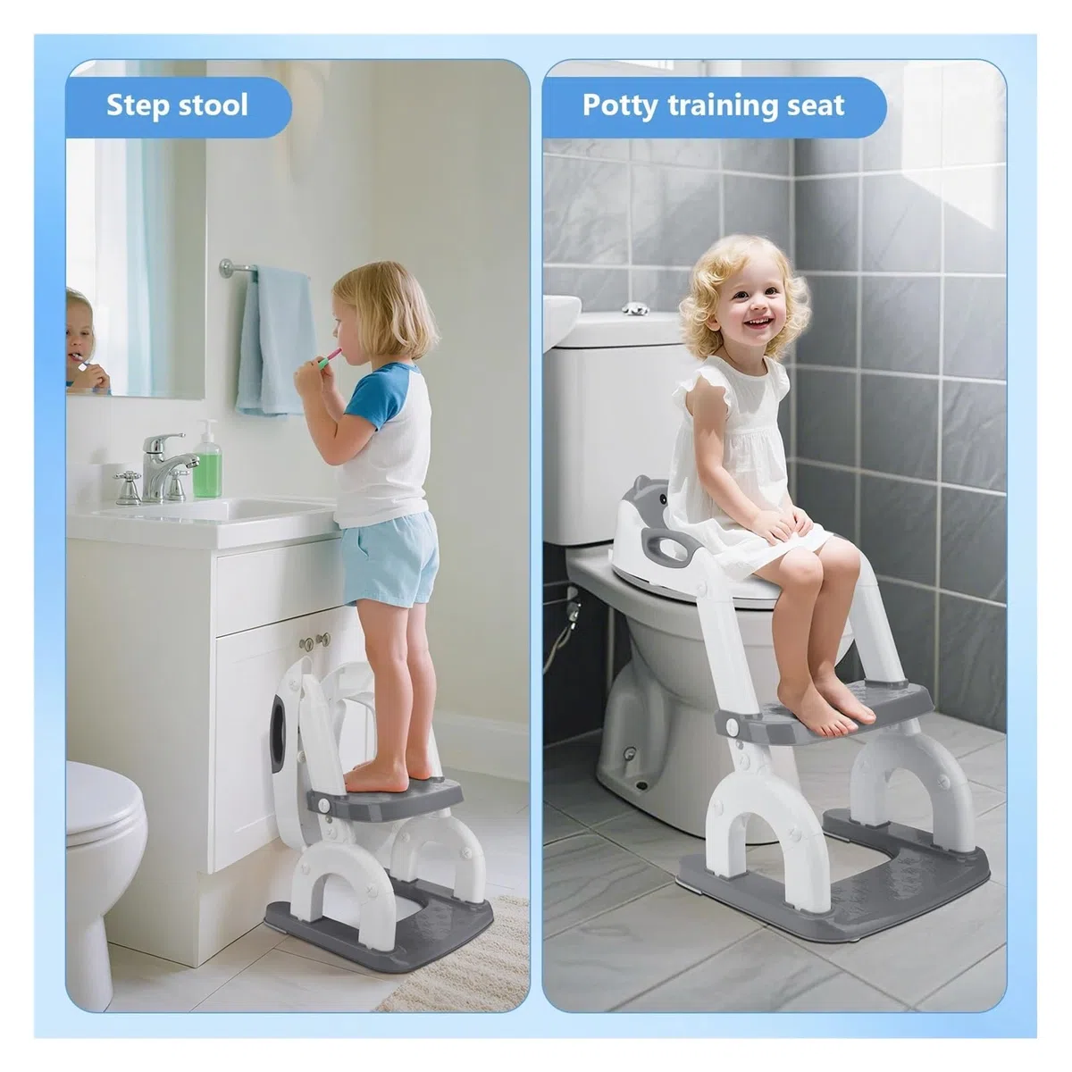 Kinder-Toilettensitz Mit Treppe, Verbesserter Toilettenaufsatz For Kinder, For Jungen Und Mädchen, Höhenverstellbar, Sicherer Toilettensitz Robust Und Bequem