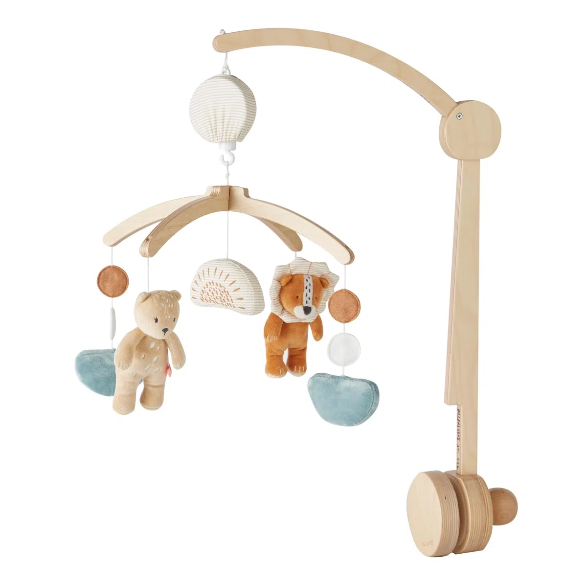 Noukie's - Mobile mit Musik Holz Pastel Babou & Kendi - Mobile Wiege, Gitterbett, Laufstall - Lernspielzeug