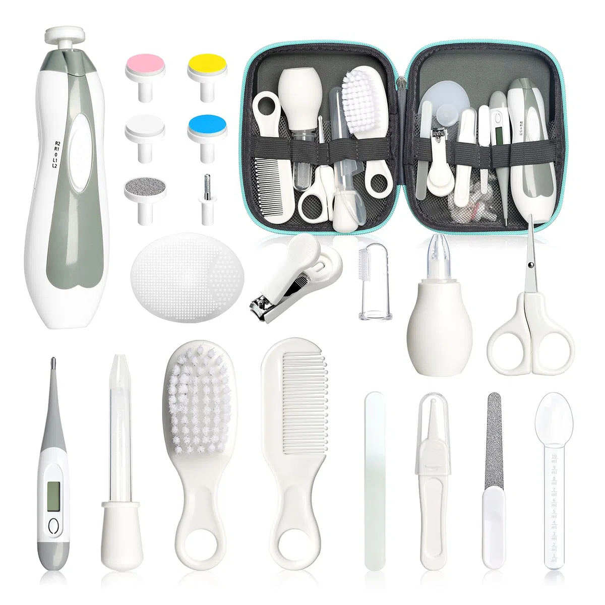 Baby-Gesundheits- und Pflegeset, 21-teiliges elektrisches Nagelschneider-Set für Neugeborene, Kinderzimmer, Gesundheitspflege-Set für Neugeborene, Kleinkinder, Babys, Jungen, Mädchen, Kinder