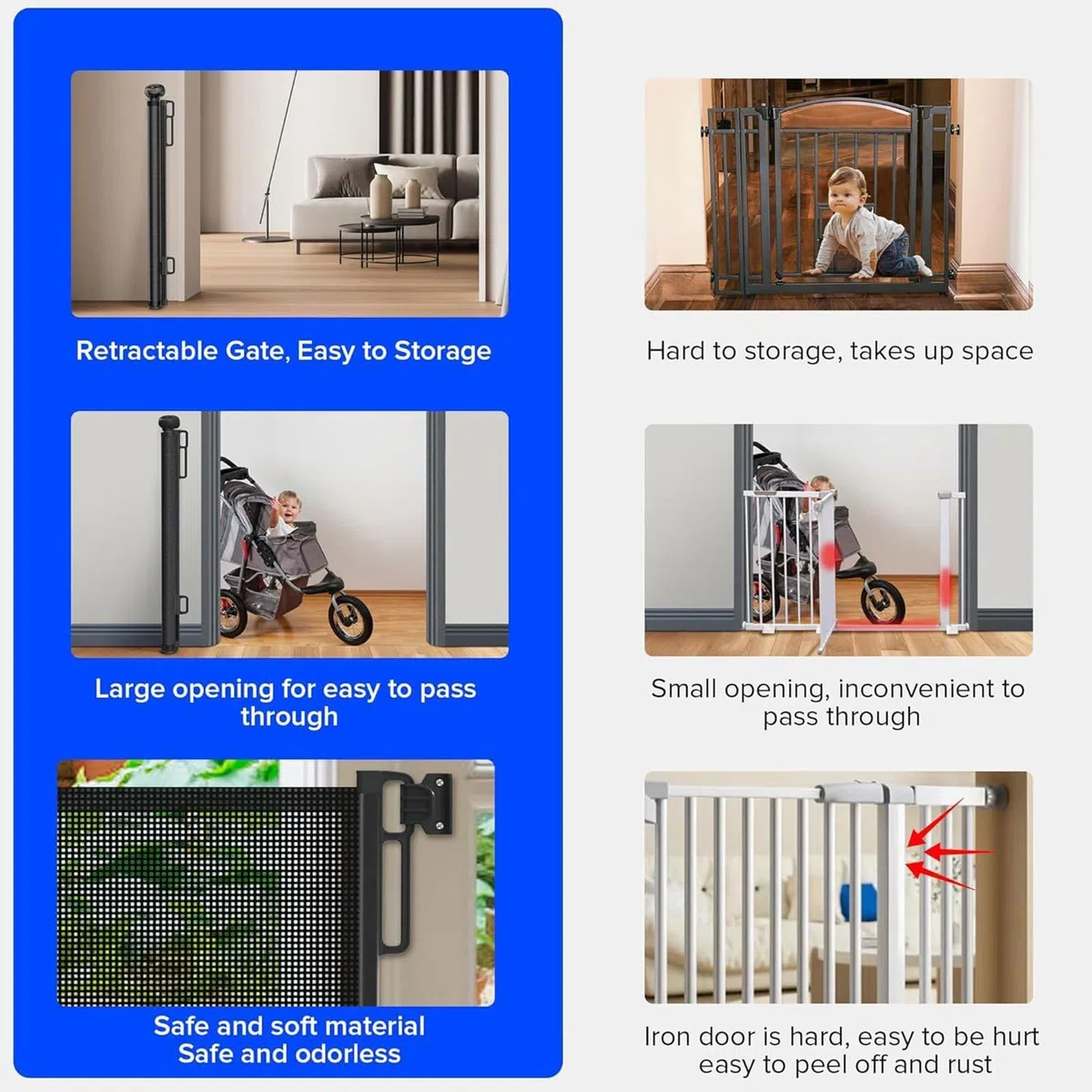 Ausziehbares Hundegitter – sicherer Zaun für Treppen, kein Bohren, babysicheres Netz, Haustier-Ber für kleine Hunde und Katzen, einfache Installation