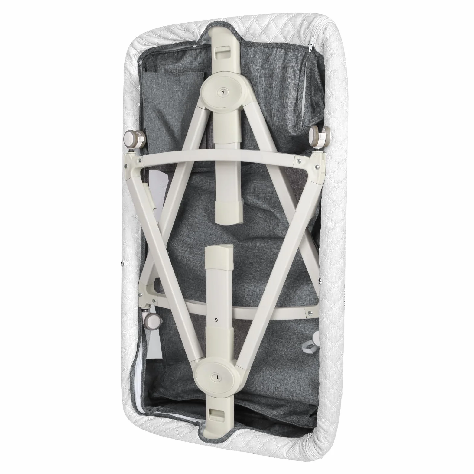 OHMG 3 in 1 Babybett bis 9 kg,Beistellbett,Wiege,Höhenverstellug und Einstellung der Neigung der Matratze,4 Räder mit Bremse Ergonomische Matratze Tasche (95x50x98-110cm(grau))