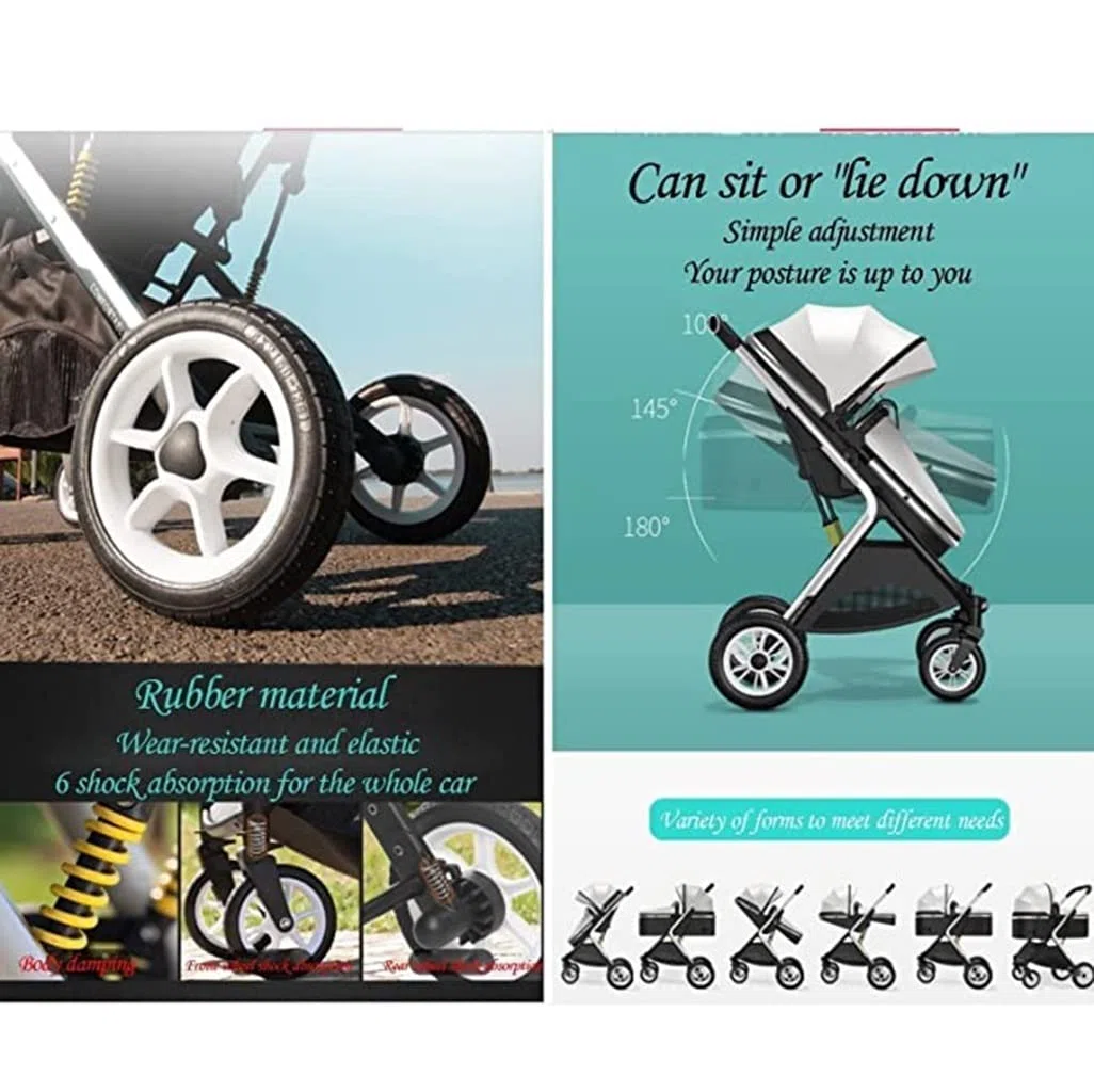 Side by Side Zwillings-Doppelkinderwagen, faltbar, abnehmbar, mit verstellbarer Rückenlehne
