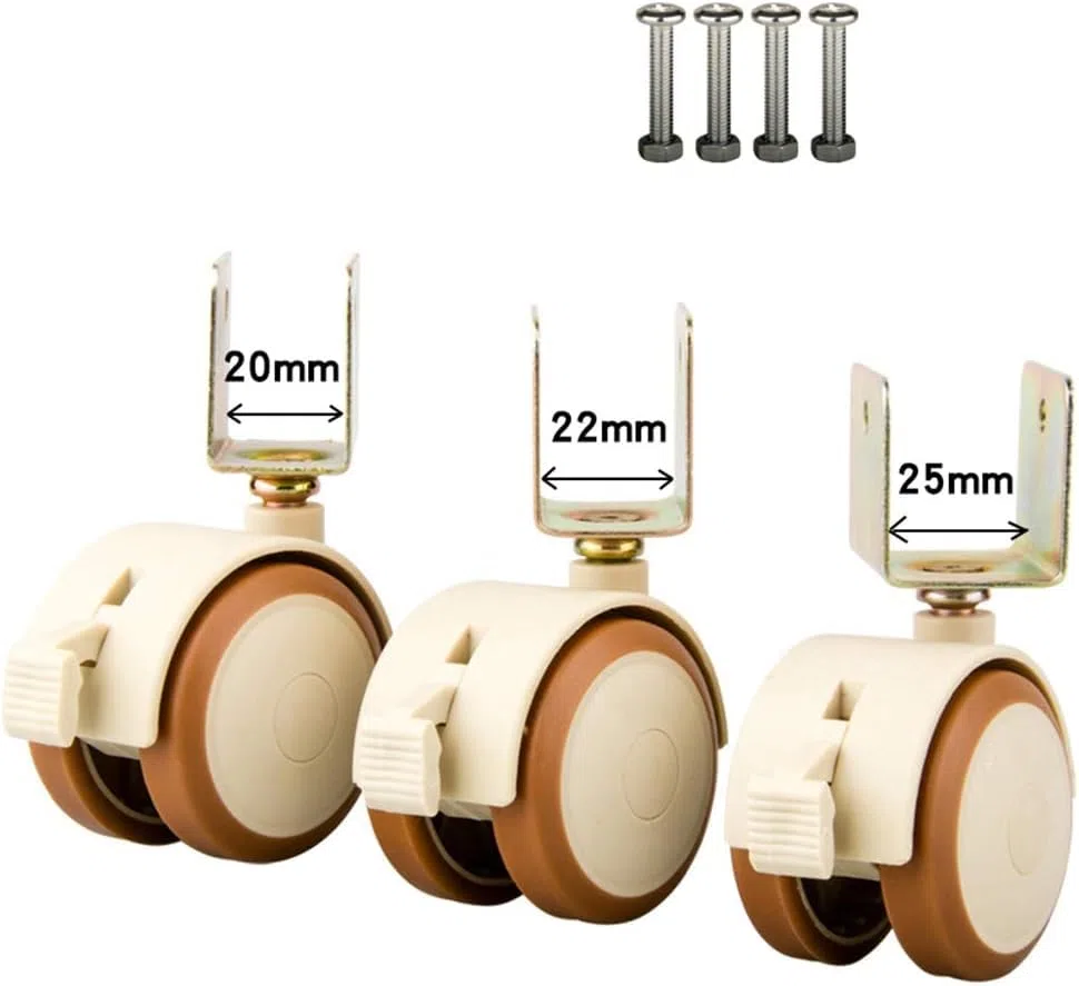 Set mit 4 robusten Gummirollen für Kinderbetten, 5 cm (2 Zoll) drehbare Möbelrollen, Kinderbettrollen für einfache Mobilität und sichere Verwendung
