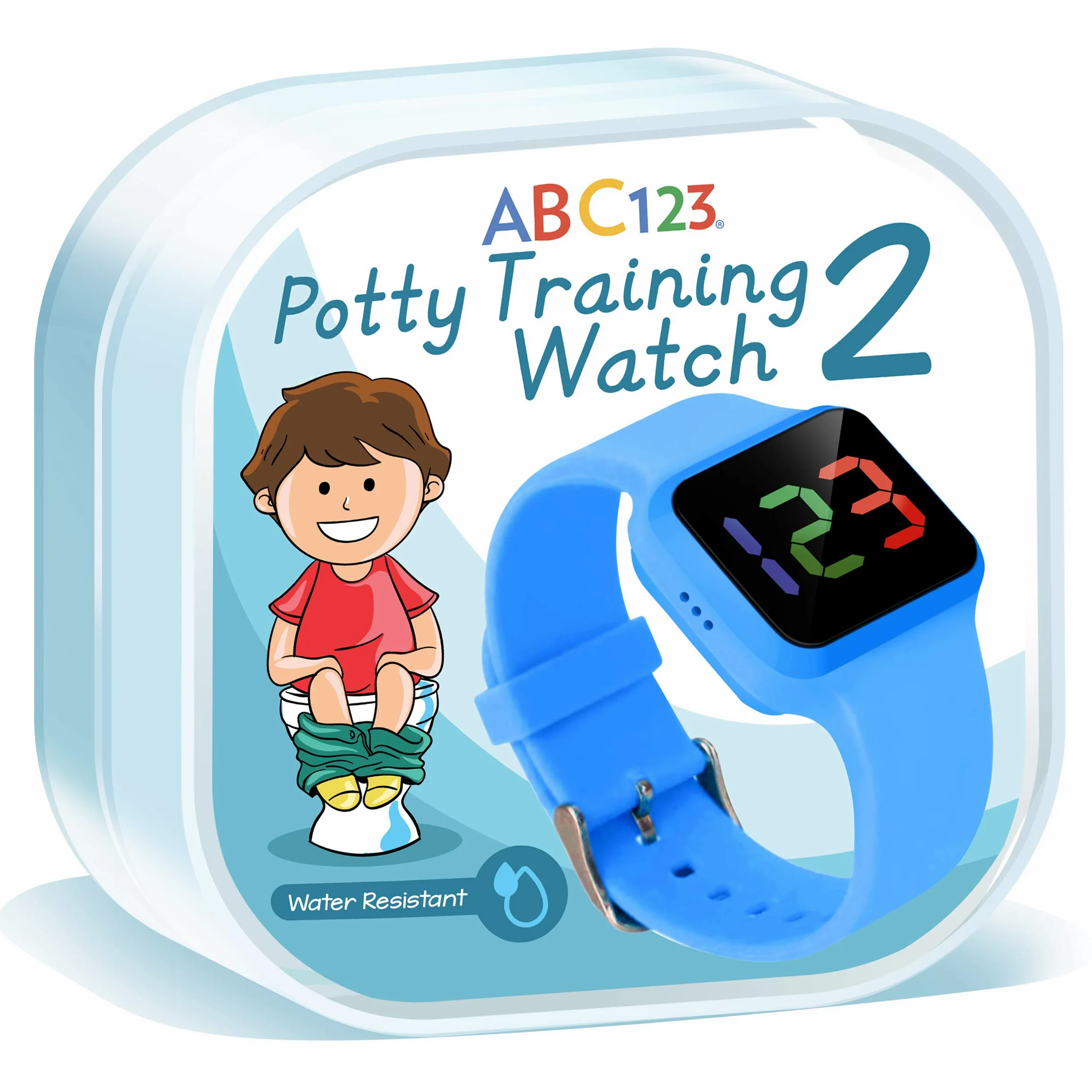 ABC123 Töpfchentrainingsuhr 2 – Baby-Erinnerung, wasserabweisend, Timer für Toilettentraining, Kinder und Kleinkinder (blau)