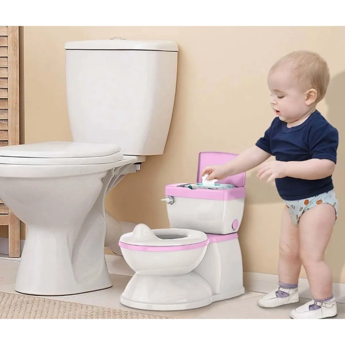 BABYBOND Kindertopf für Babys und Kinder mit Spülgeräusch Kindertöpfchen (Rosa)