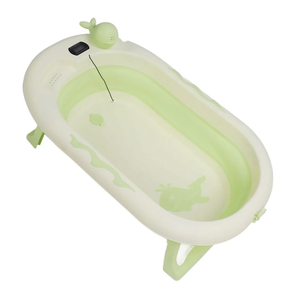 Zusammenklappbare Badewanne für Neugeborene mit Echtzeit-Temperaturmessung für Ein Angenehmes Badeerlebnis für Babys Im Alter von 0–9 Jahren (Zartes Weidengrün)