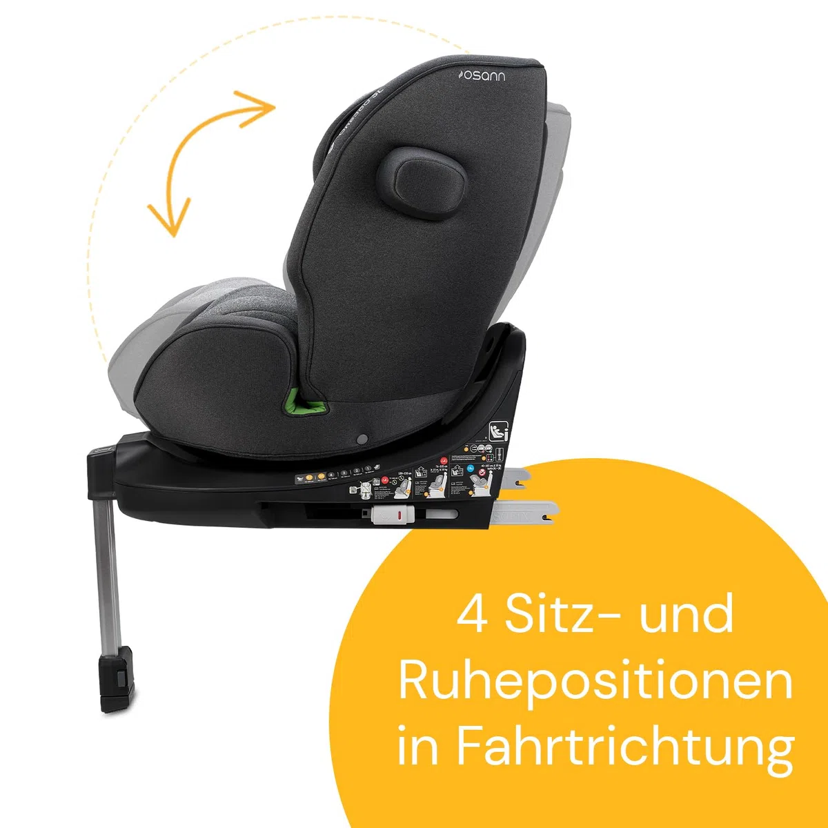 Osann One360 SL Reboarder drehbarer Kindersitz Standfuß 40-150 cm – Grey | Kindersitz 0-12 Jahre, 360 Grad drehbar, mitwachsender Baby Autositz, Kinderautositz mit viel Komfort & besonders sicher