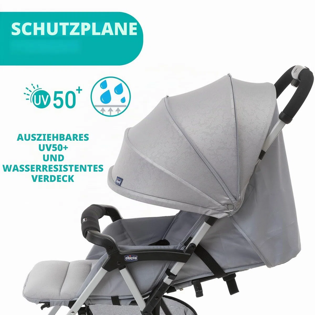 Chicco OHlalà 3 Ultra-Leichtgewicht Kinderwagen von Geburt bis 15 kg, Liege- und Faltbuggy mit großem Einkaufskorb, Kompakt, Regenschutz und Ausziehbares Verdeck