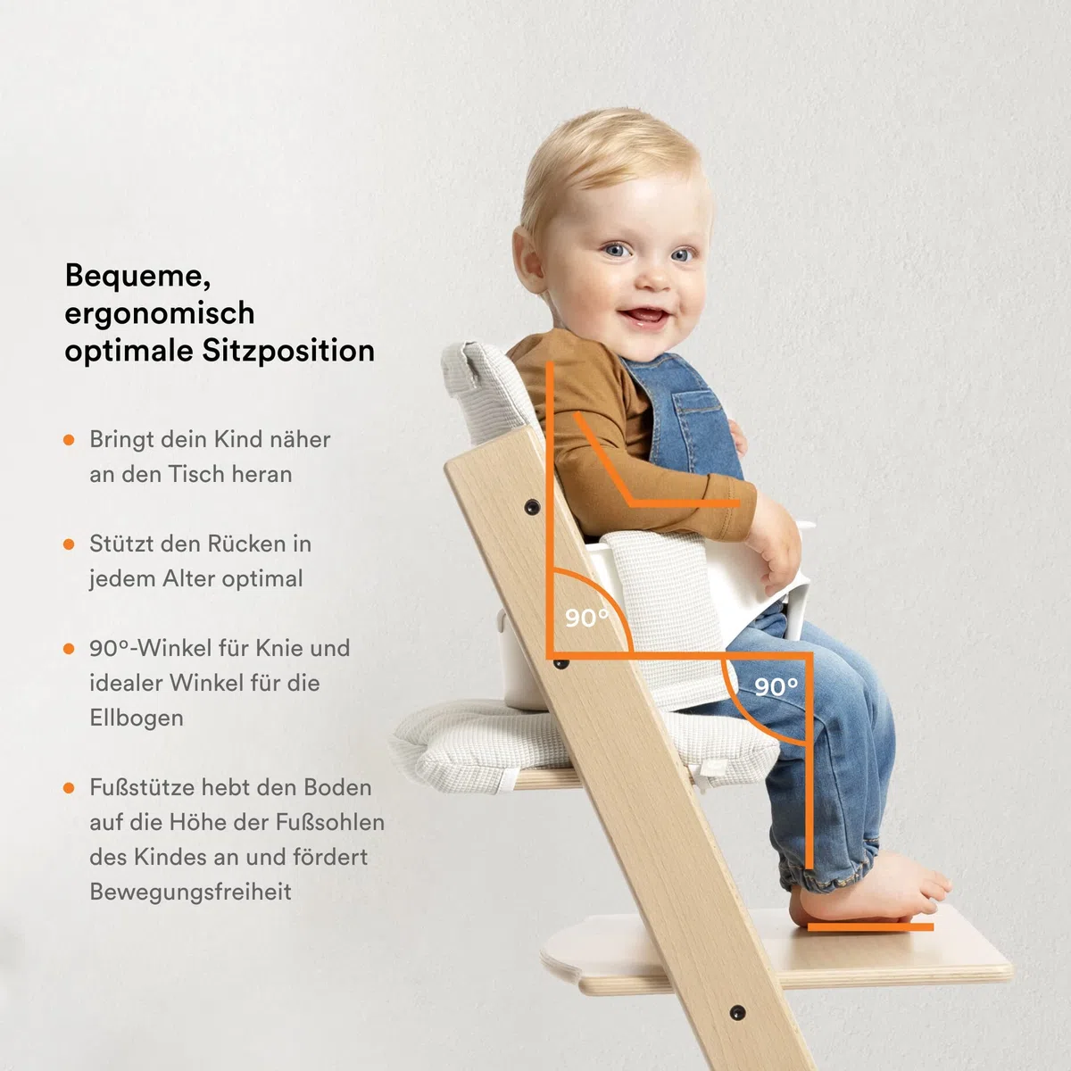 Stokke Tripp Trapp Hochstuhl mit Baby Set, Storm Grey, Buchenholz - Verstellbarer Stuhl für Kleinkinder, Kinder & Erwachsene