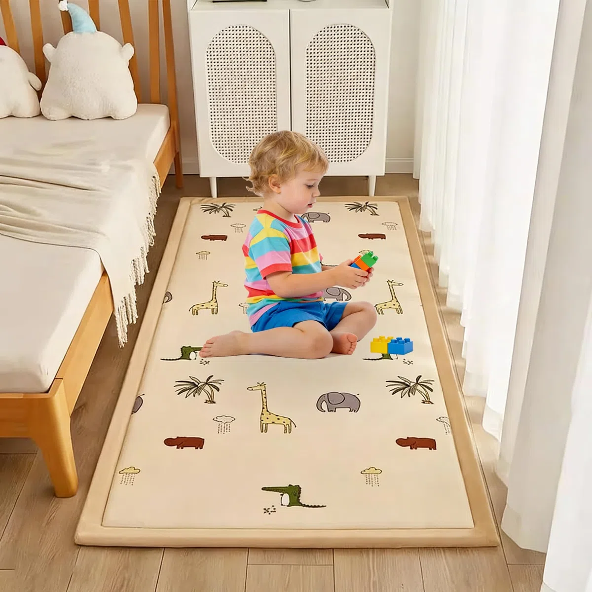 Krabbelmatte Baby Dicke 2 cm Spielmatte Kinder Spieldecke Kinderteppich Spielteppich Baby Spielmatte Bodenmatte Kinder 150 x 150 cm rutschfest Seiten für Drinnen und Draußen