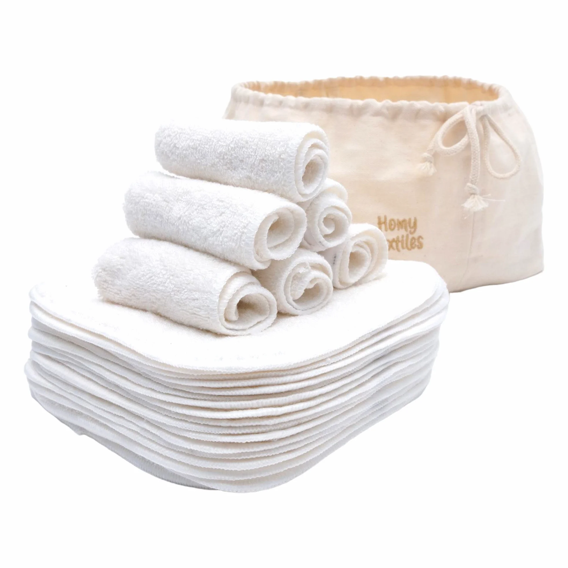 25er Set Bambus Babywaschlappen, Gesichtstuch, Wiederverwendbare Abschminktücher mit Starker Saugkraft, Waschbar, Nachhaltig, Ideal für Bad, und Körperpflege, mit Canvas-Tasche