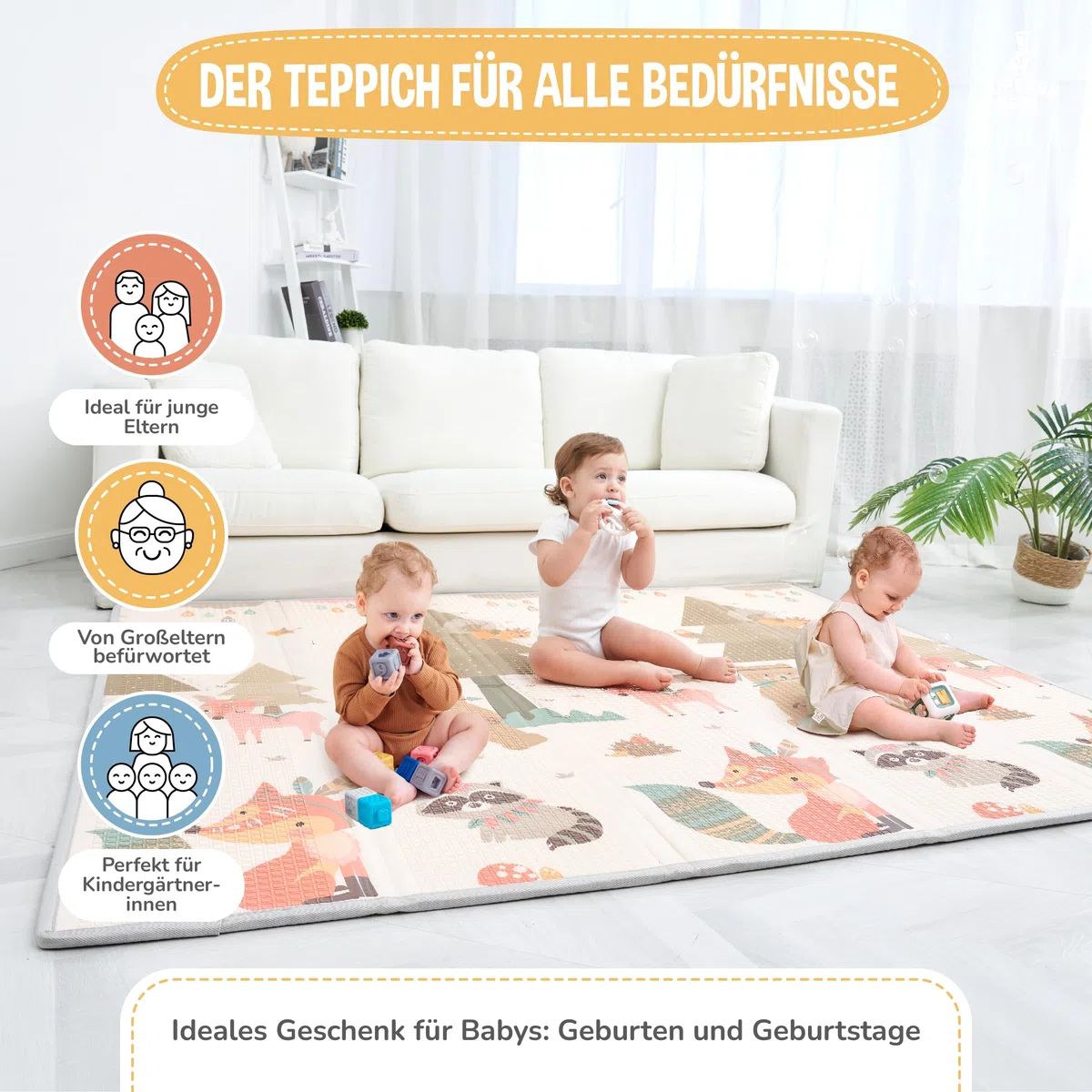 Krabbelmatte Baby Faltbar Spielmatte Kinder Spieldecke 150x180x1cm Krabbeldecke Für Baby - Babymatte Kindermatte - Schaumstoffmatte Kinderteppich- Spielteppich - Bodenmatte Kinder - Babygeschenk