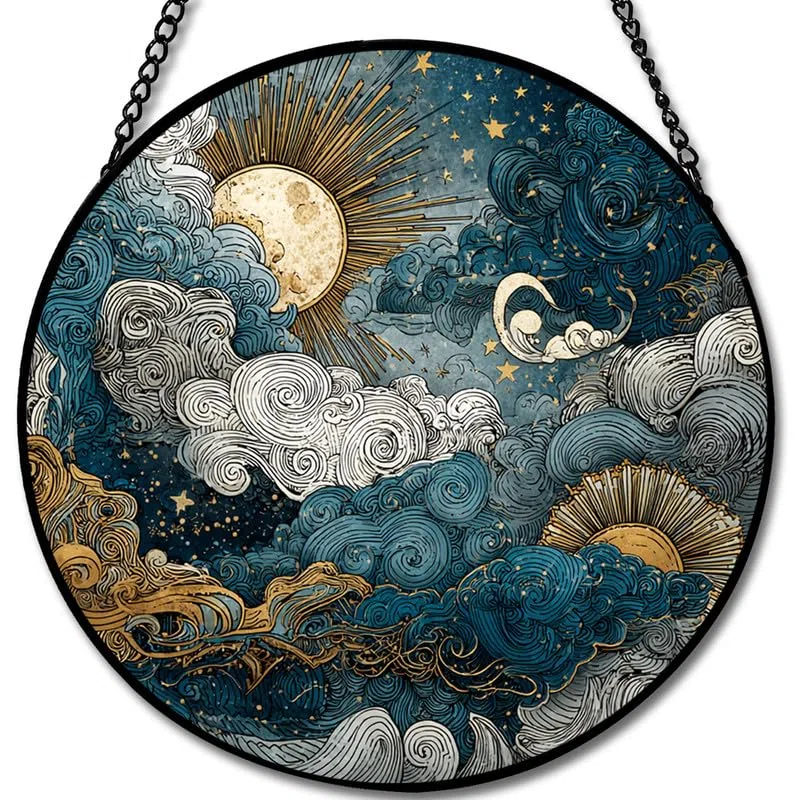 Himmlischer Himmel, Buntglas-Fensteraufhängung, Sonnenfänger, Innenfenster, Buntglasscheiben, Wanddekoration für Mutter, Ehefrau, Liebhaber, 30 cm