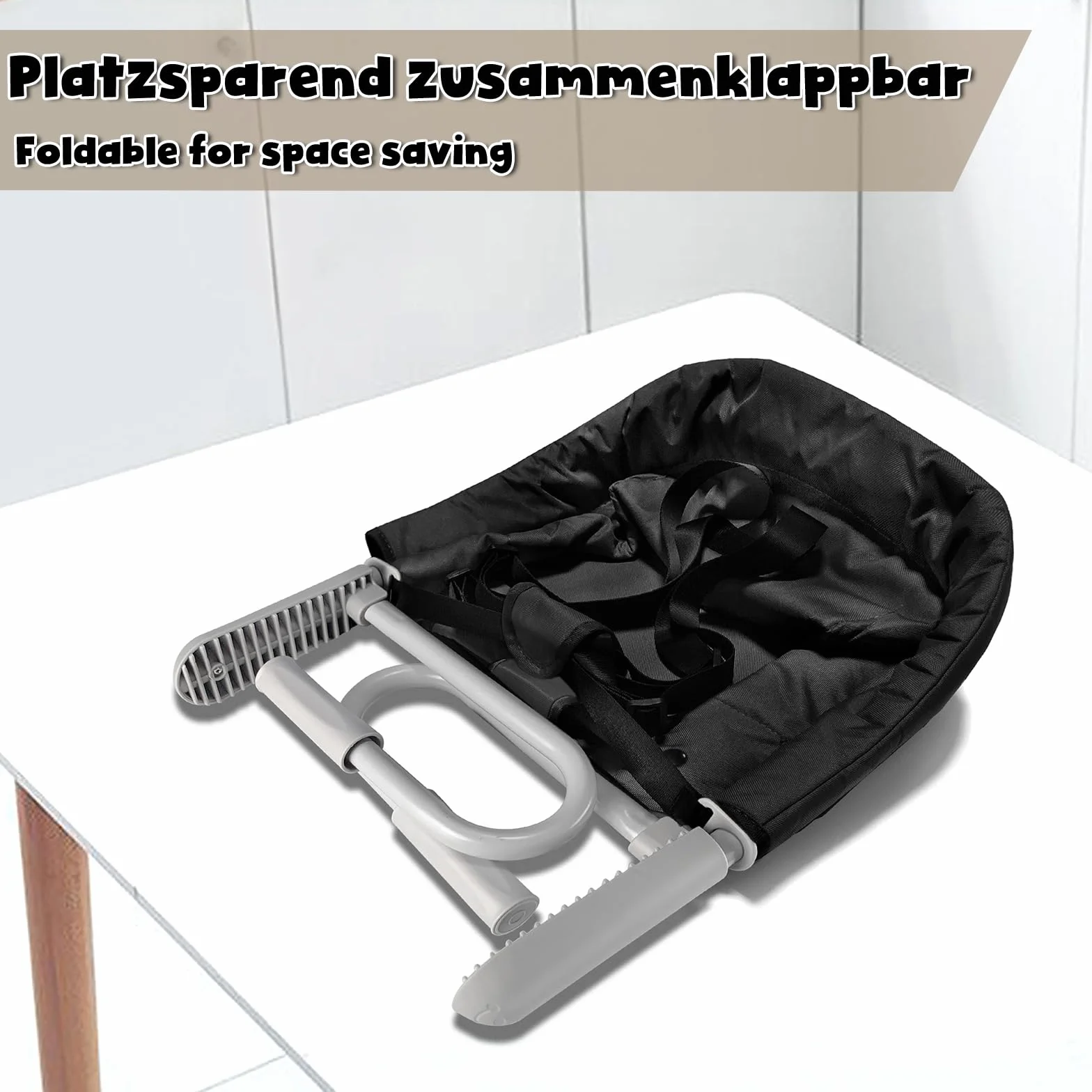 LARS360 Tischsitz Baby, Faltbar Hochstuhl Sitzerhöhung für zu Hause & Unterwegs, Geeignet für Kinder von 6 bis 36 Monaten mit Einem Gewicht von Weniger als 15 kg - Schwarz