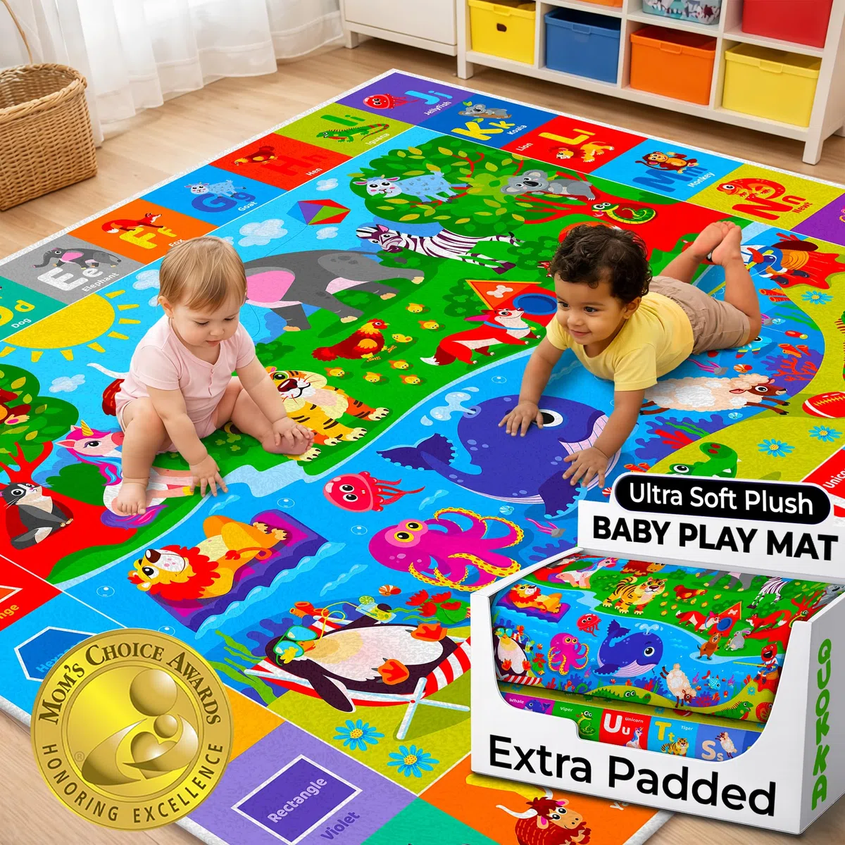 QUOKKA Spielmatte Baby - Spielteppich Kinder - ABC Teppich Kinderzimmer Für Junge & Mädchen - Antirutsch Krabbelmatte Baby Faltbar - Kinderzimmer Waschbarer Teppich