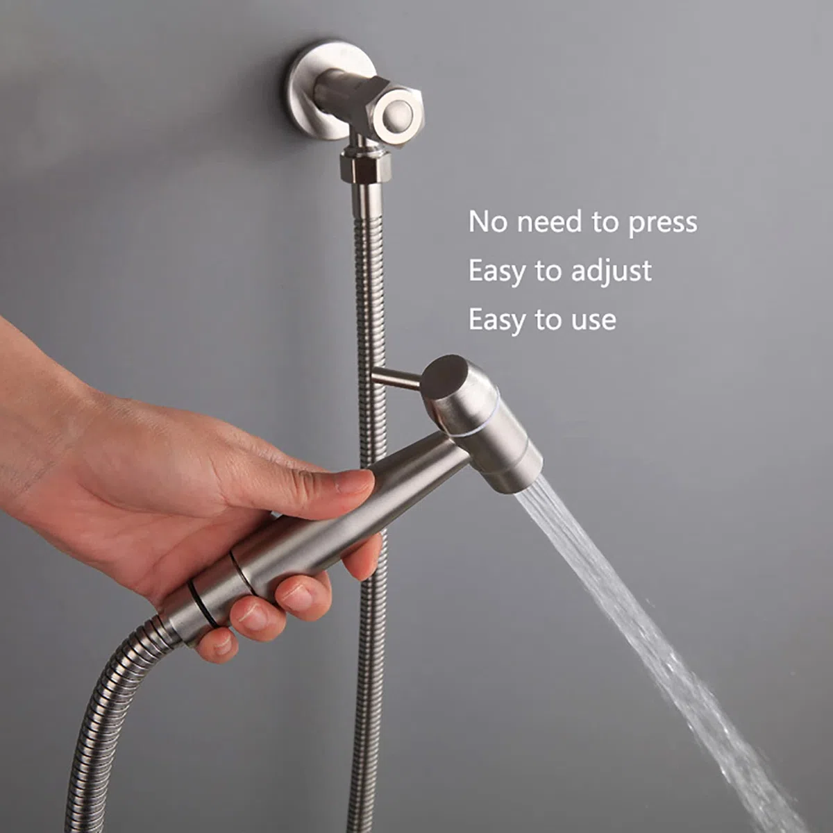 Hand-Bidet-Sprühgerät for Toilette Messing gebürstetes Badezimmer-Stoffwindel-Sprühset mit einzelnem Kaltwasser, wandmontiertes Toiletten-Bidet-Sprühset for die Damenhygiene