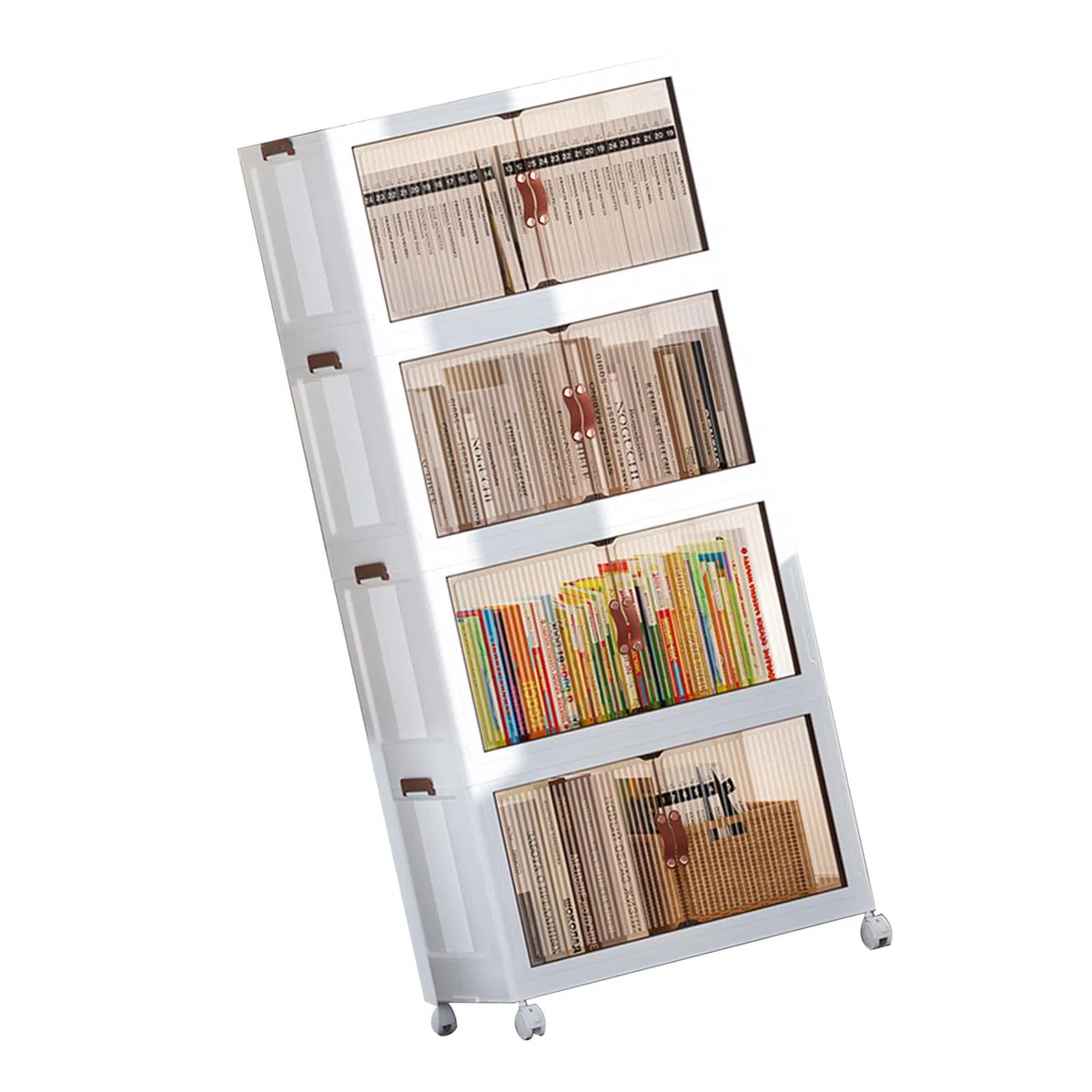 Multifunktionaler Zusammenklappbarer Aufbewahrungsschrank für, Snack-Organizer für Schlafzimmer, Kunststoff-Baby-Garderobe (4 Schichten)