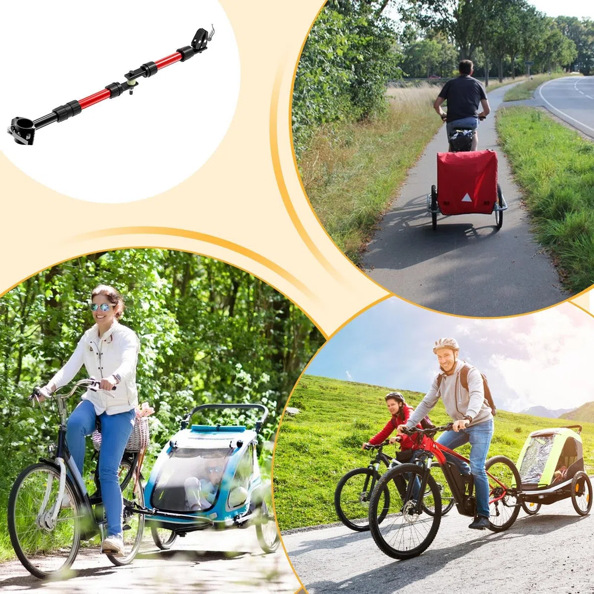 Fahrradanhängerkupplung Legierung Adapter Befestigung 270 Grad 50cm/19,69 Zoll Schwerlast Fahrradverbinder Sicheres Gestänge Schwarzes Metall für Pendeln Haustier Transport Kinder Cargo