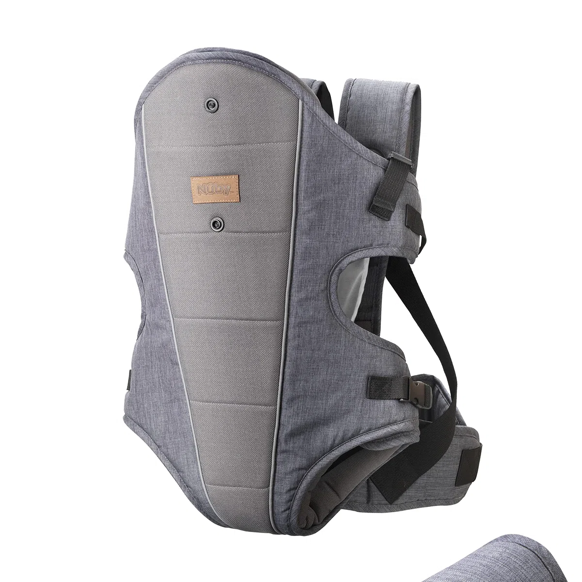 Nuby Babytrage für Neugeborene, ergonomisches Design, einfach verstellbar, leicht, ab der Geburt geeignet (dunkelgrau)