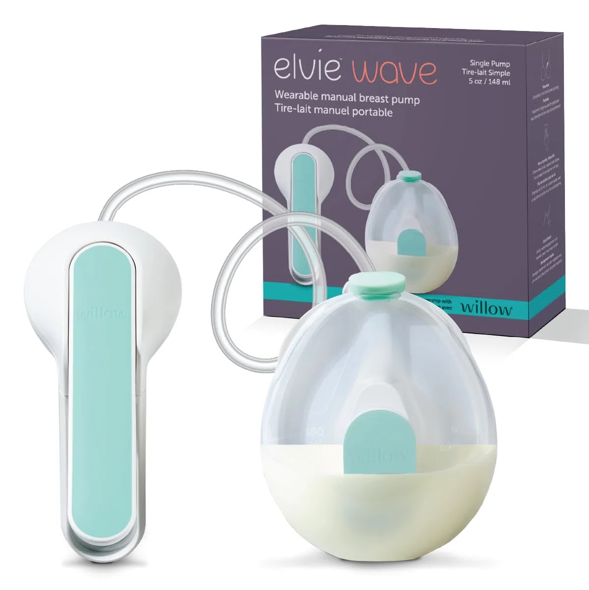 Elvie Wave, tragbare manuelle Milchpumpe – freihändige Handpumpe in der Brille, ergonomischer Griff, 2-Modi-Stimulation und Ausdruck, Spritzschutz, kein Aufladen erforderlich, tragbare Stillutensilien