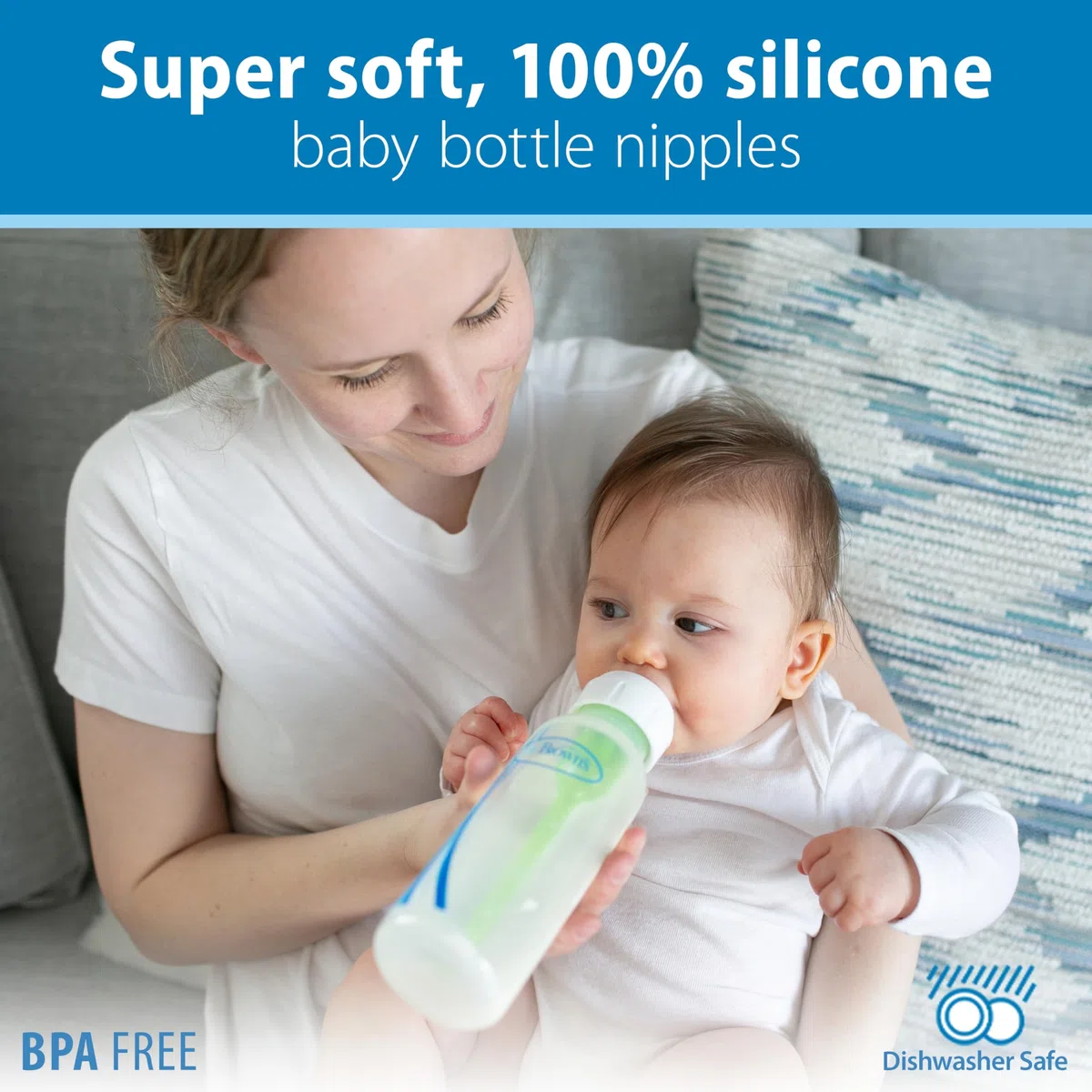 Dr. Brown's Options Babyflaschen, 250 ml, schmal, Blaue Natur, 4 Stück
