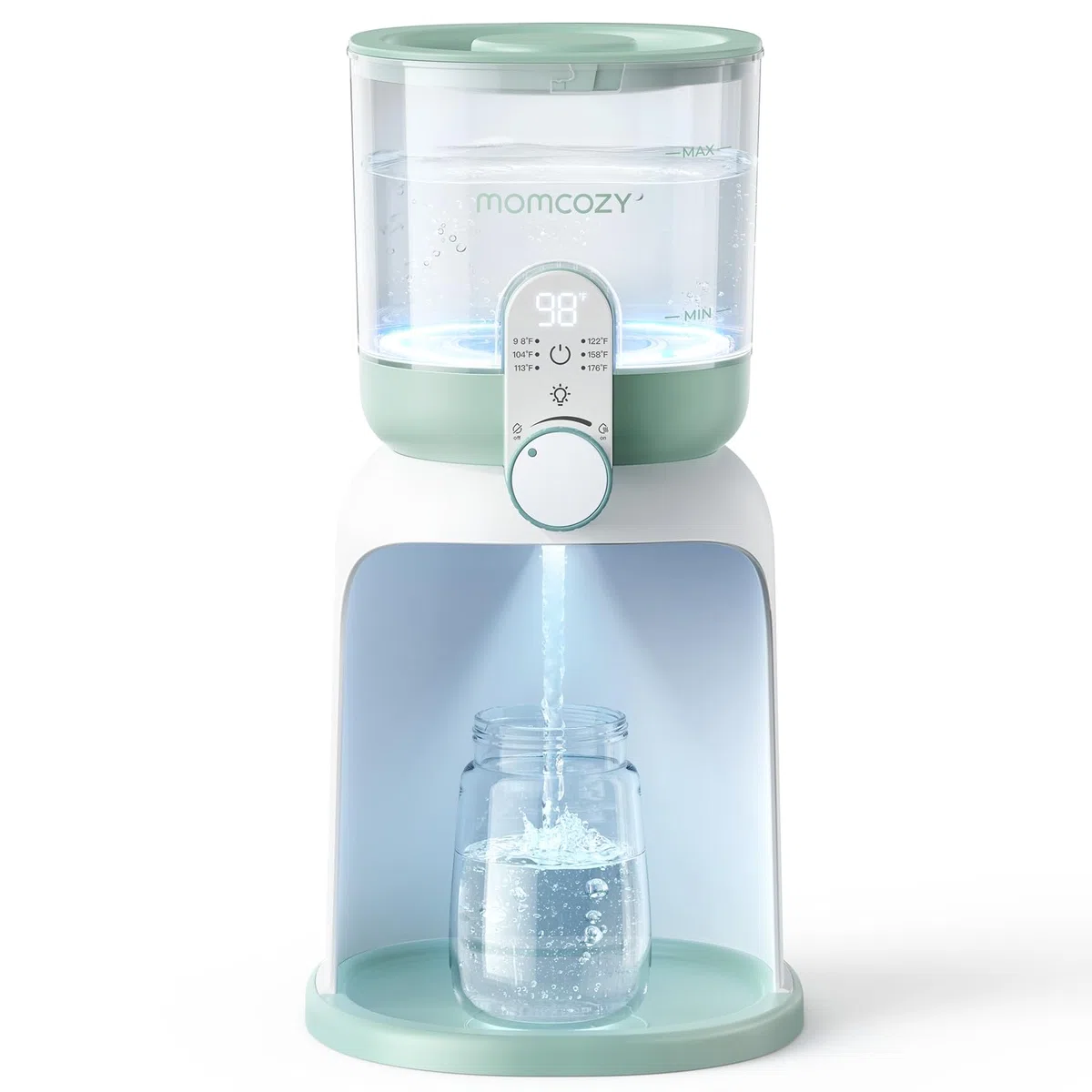 Momcozy Flaschenzubereiter Baby mit Dual-Licht, Schneller Flaschenwärmer zur Milchzubereitung, 1,69 Liter Großvolumen, Milchzubereiter mit 6 Temperaturstufen, Heißwasserspender für Babynahrung