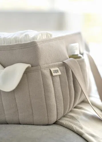 Mamas & Papas Windeltasche - Cashmere Waffle | Strukturiertes Waffelstoff-Design, mehrere Fächer, robuster Tragegriff, tragbarer Kinderzimmer-Organizer