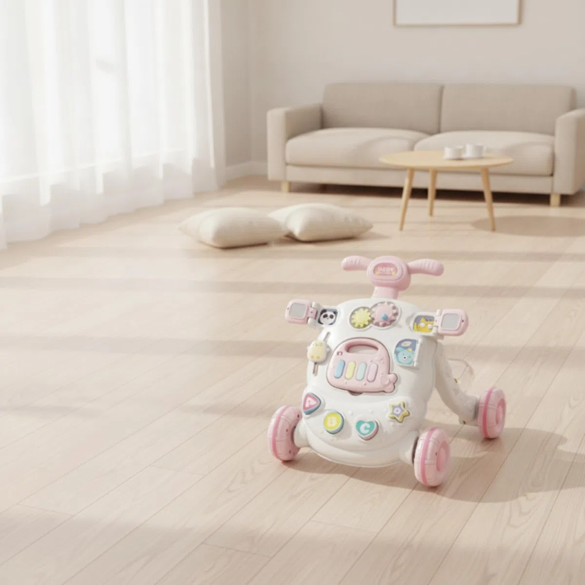 kindlauflernwagen mit Spielbrett aktiv aktivitäts-lauflernhilfe multifunktional lauflernwagen für babys, zimmer, wohnbereich, Blue Basic Battery