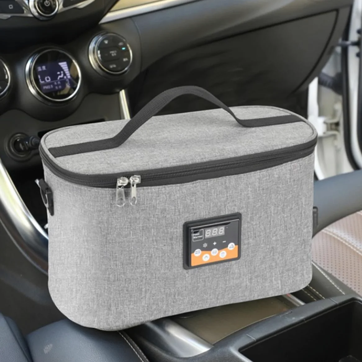 Elektrische Babyflaschenwärmer Tasche Tragbar und Flüssigkristall Thermostat 8l mit Echtzeit Temperaturanzeige aus Oxfordstoff mit Tragegriff für Auto und Outdoor