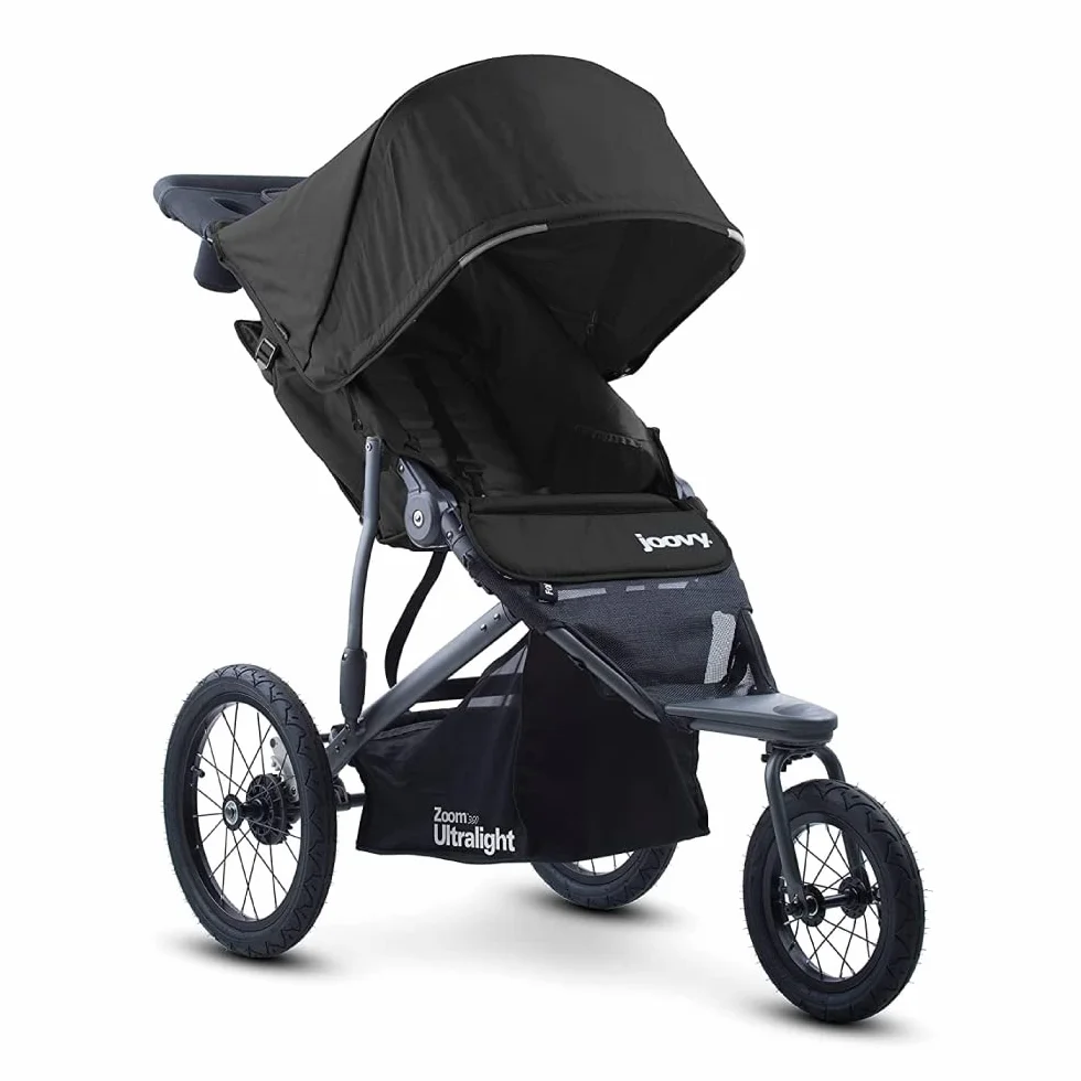 Joovy Zoom 360 Ultraleichter Jogging-Kinderwagen, Sports Buggy, großes Vordach, extra große luftgefüllte Reifen, schwarz