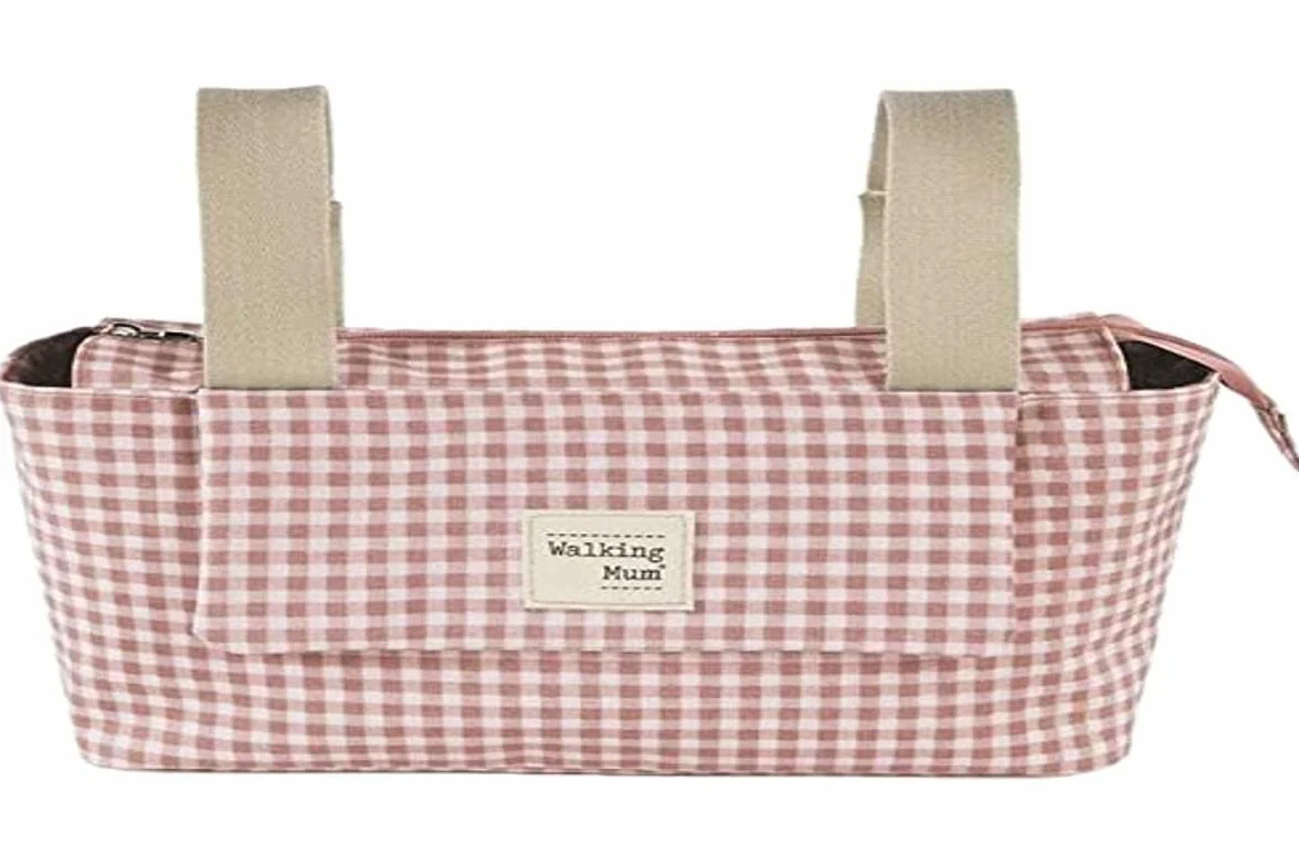 Walking Mum. I Love Vichy Schwangerschaftstasche für Kinderwagen, Kurze Griffe zur Befestigung am Kinderwagen, Rosa, 31 x 17 x 12 cm