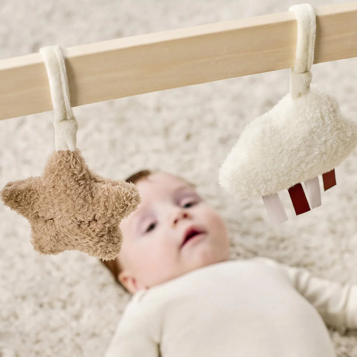 Nattou Holzbogen, Stern, Wolke und Mond, Mit Spielzeug und zahlreichen Aktivitäten, Holz/Polyester, Teddy, Beige