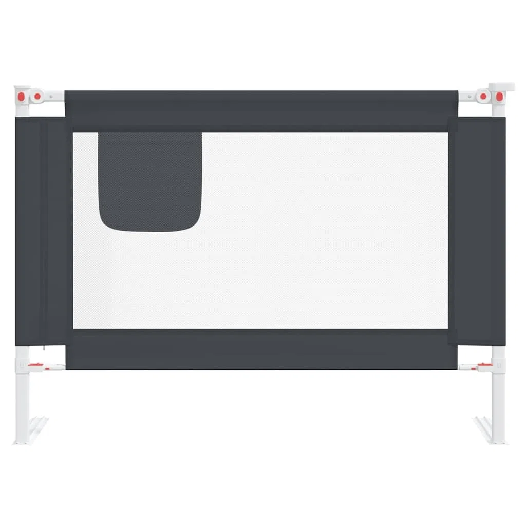 Kleinkind-Bettschutzgitter Dunkelgrau 90x25 cm Stoff mit höhenverstellbarem Seitengitter, klappbar und stabil für Kinderbett, Babybett und Elternbett als sicherer Rausfallschutz