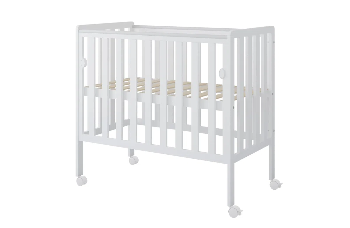 zee Bambi Weiß Beistellbett Baby mit Rollen 100x50 cm Tragbar Babybett Verstellbarer Stubenwagen Kinder Bett im Minimalistischen Skandinavischen Stil 3-Fach Höhenverstellbar