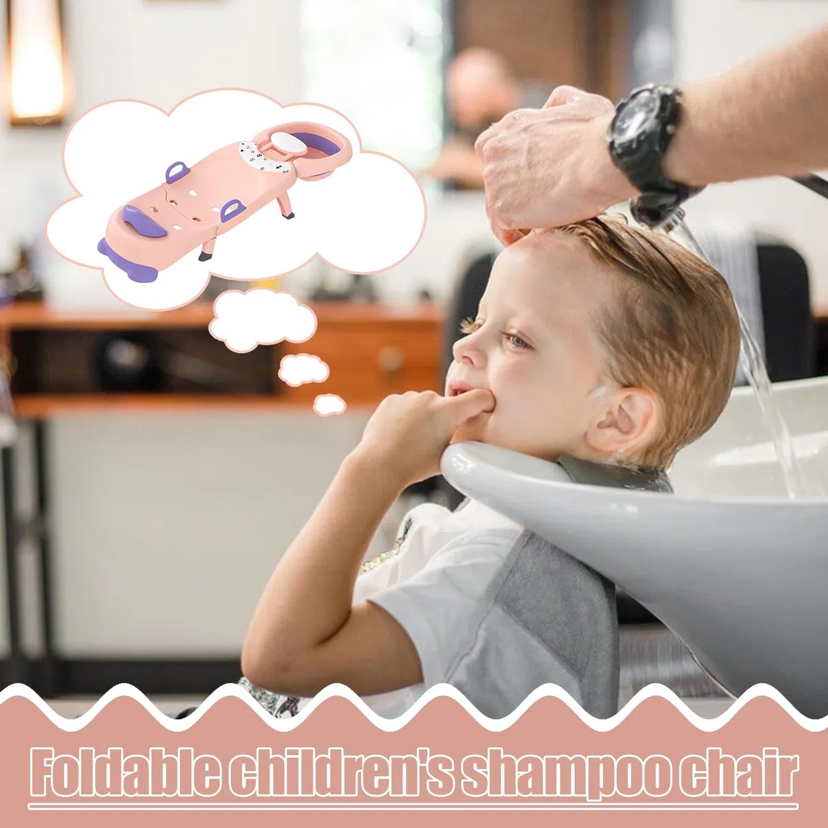 Kinder Shampoo Stuhl - Faltbares Haarwaschsitz für und Mädchen | Salon Shampoo Liege für Kleinkinder, Haushaltsbadstuhl für Kinder, einstellbare Nicht-Schlupf-Unterstützung für das Heimstyli