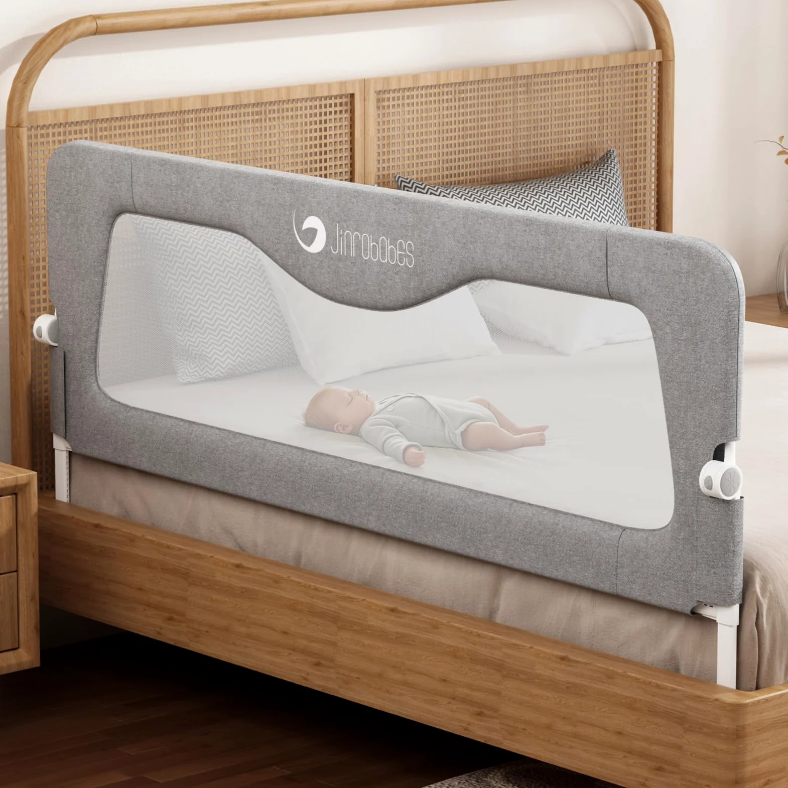 Bettgitter für Kleinkinder, verstellbare Höhen und faltbarer Bettschutz für Kleinkinderbett, extra langes Bettgitter mit nahtloser Presse für Betten in voller Größe (150 cm)