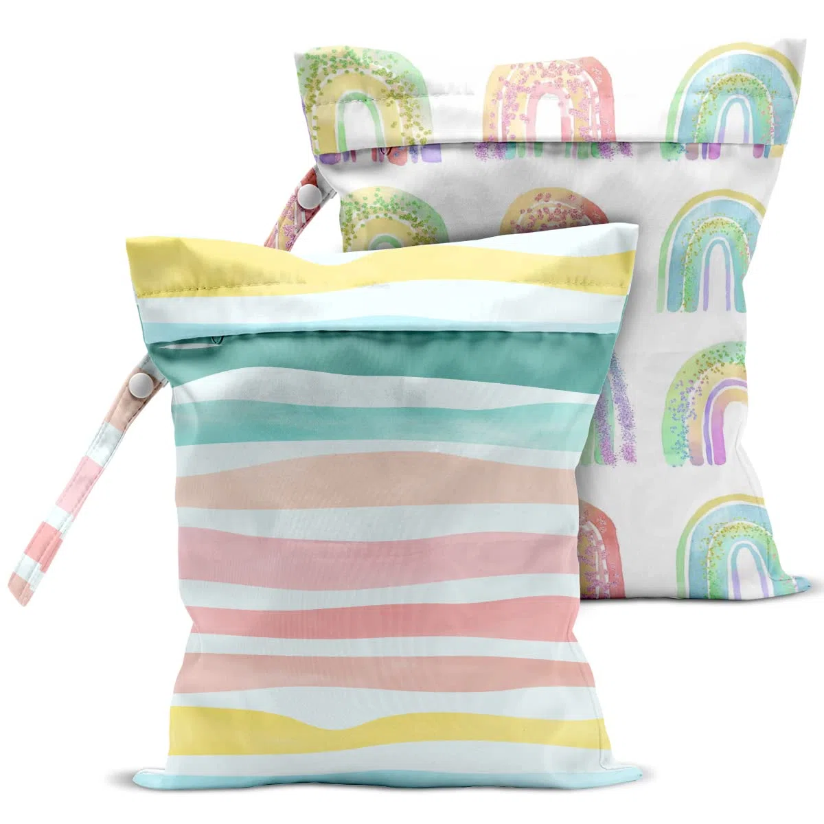 Nass- und Trockenbeutel für Badeanzug, Reisen, Strand, Schwimmbad, Windeln, schmutzige Yoga-Kleidung, Regenbogen, 30,6 x 30,5 cm, 2 Stück, Regenbogen, 12.6” x 10.2”, Aufbewahrung