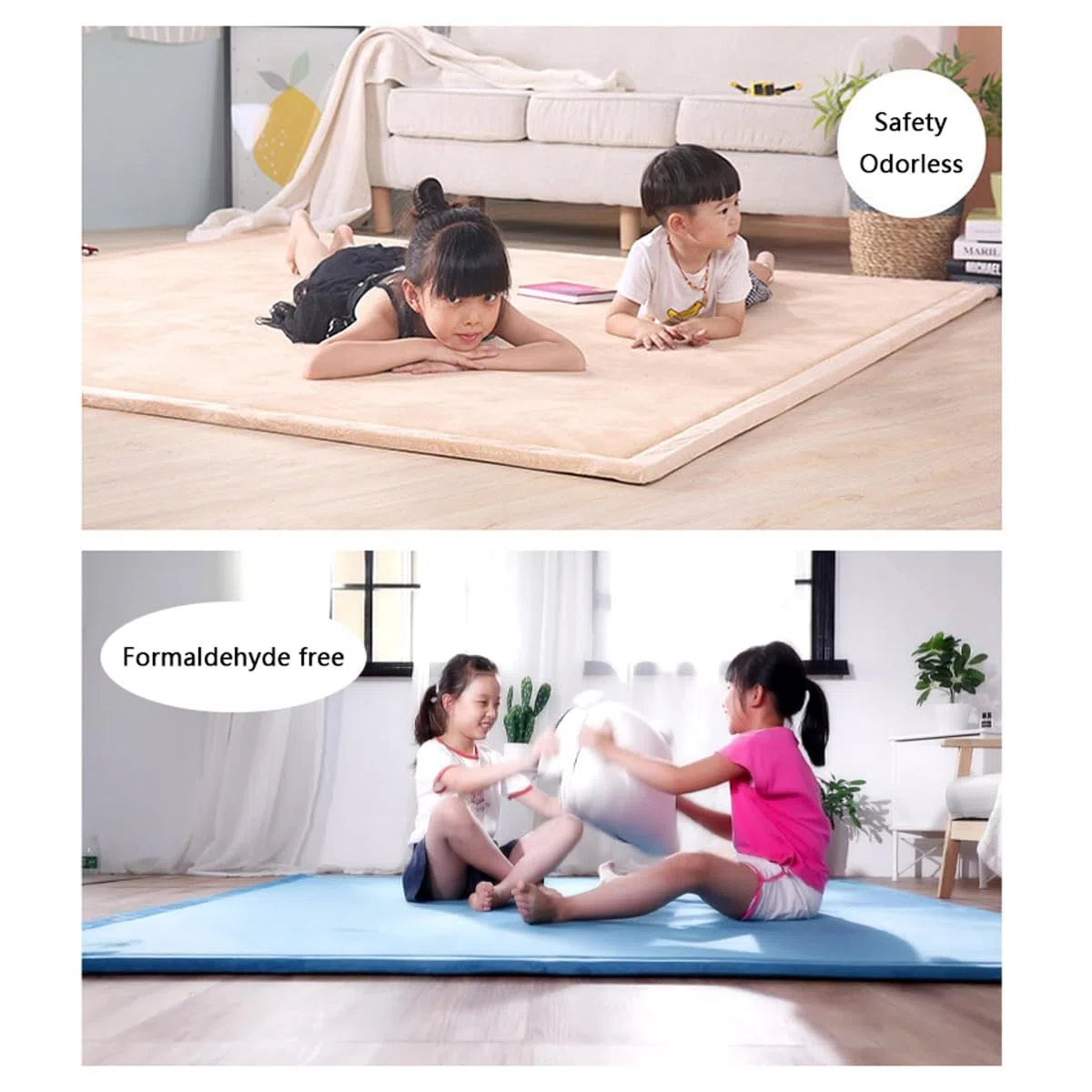 Baby-Spielmatte, Krabbelmatte Kinderteppich, Rechteckig, Größen, Tatami-Yogamatte-pink Bottom Flamingo-200 * 260cm