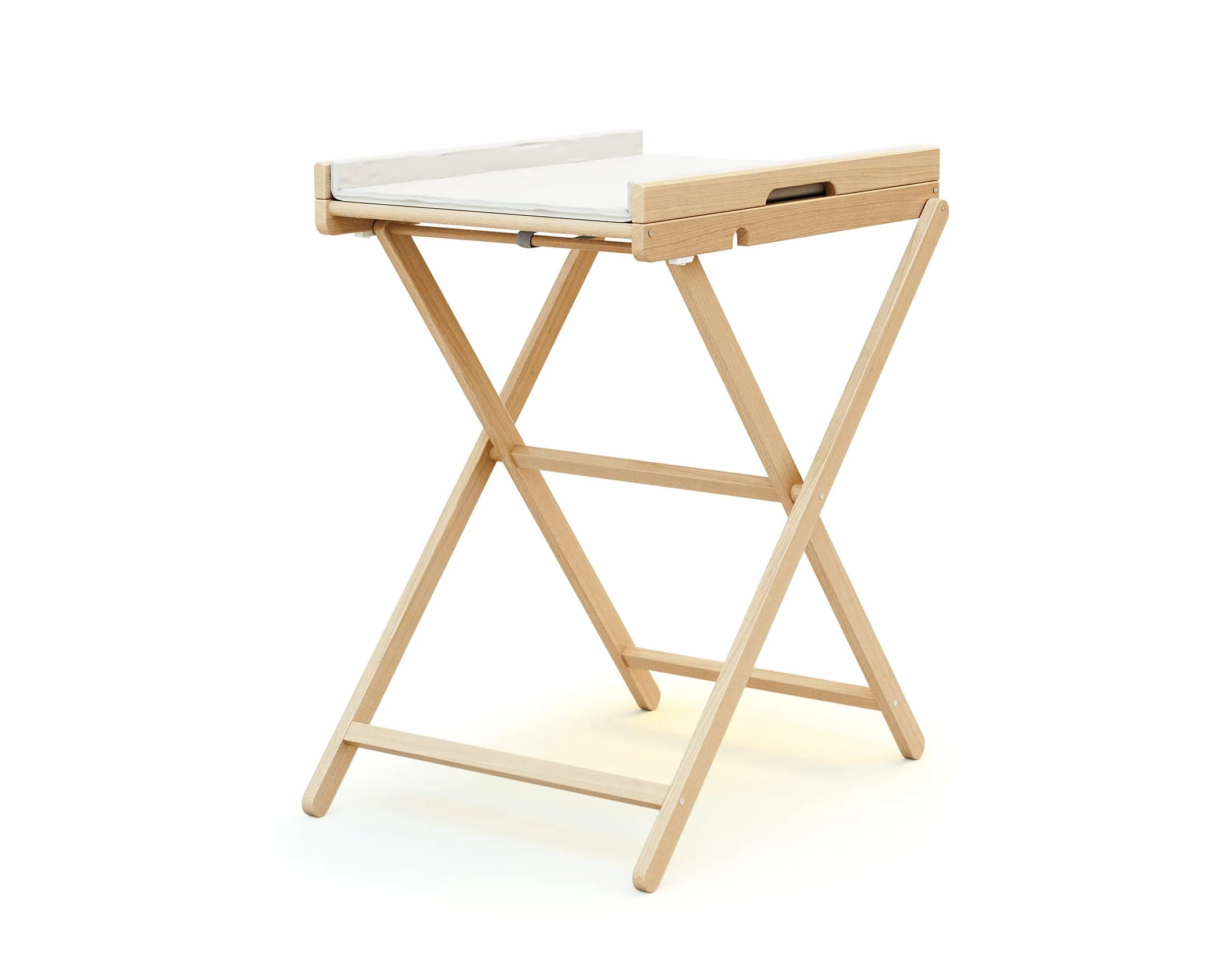 WEBABY - PALA Wickeltisch Lackierte Buche, Offene Maße (L x B x H): 78 x 58 x 90,5 cm, Maße zusammengeklappt (L x B x H): 58 x 11,5 x 111,5 cm, PVC-Matratze im Lieferumfang enthalten