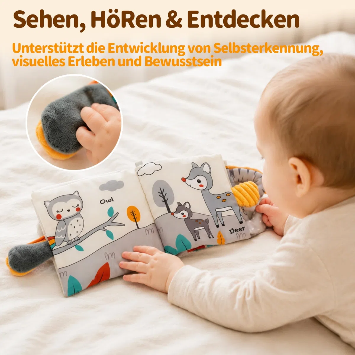 Baby Geschenk Junge, Neugeborenen Set mit Decke, Holzrassel, Haarbürste | Geburtsgeschenk: Neugeborenen Set mit Decke, Handschuhen, Holzrassel, Haarbürste und Polsterbürste.