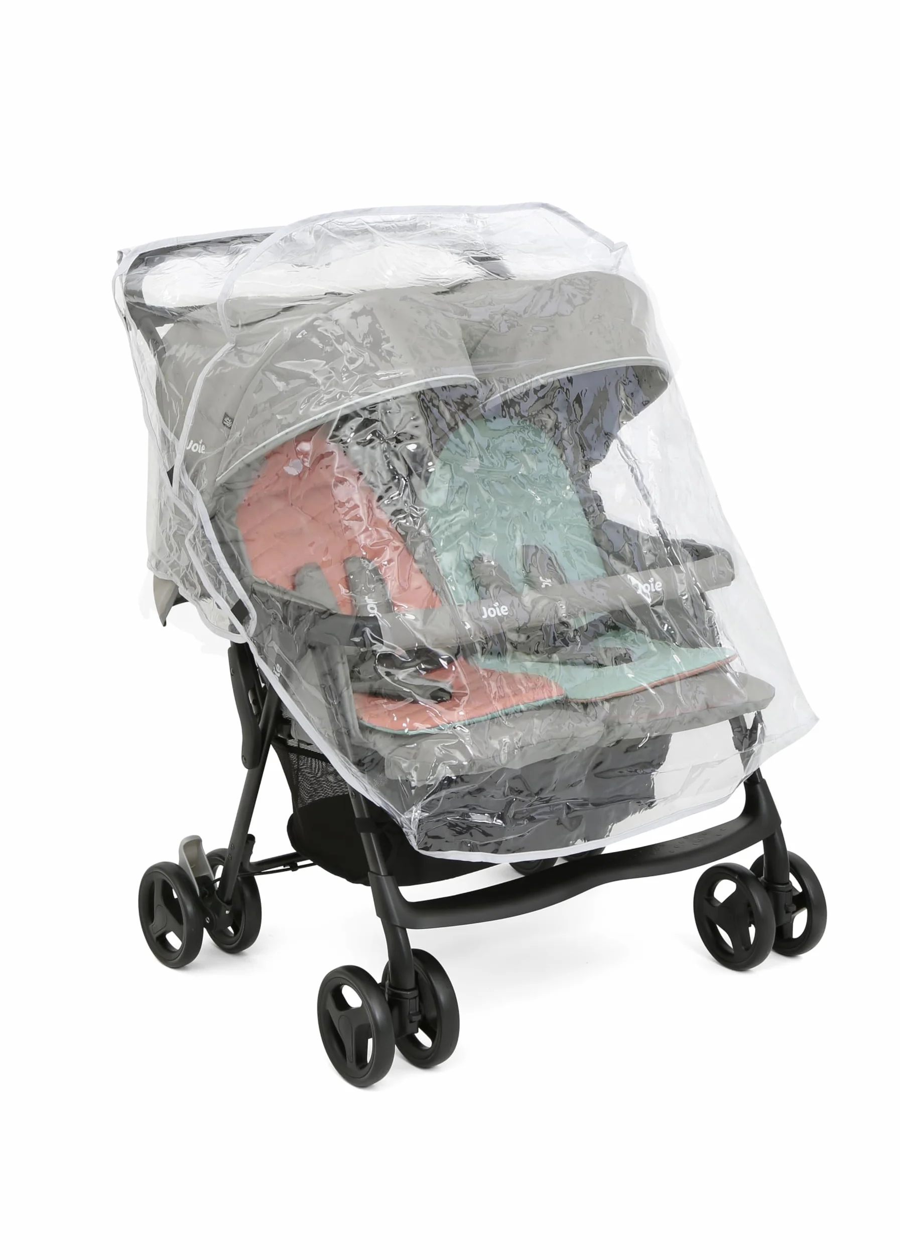 Joie Aire Twin Nectar und Mineral Kinderwagen - Zwillingskinderwagen - Aluminiumgestell - Geeignet ab Geburt - 15 kg - Dark Pewter