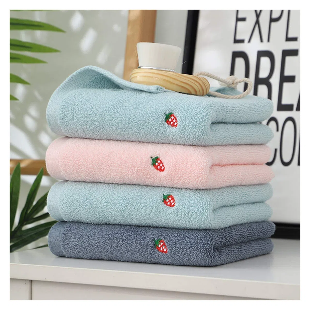 Generisch Nettes Badetuch Neues Erdbeer -Stickel Designer Handtuch Set 100% Baumwollbad Handtuch Damen Süßes Handtuch